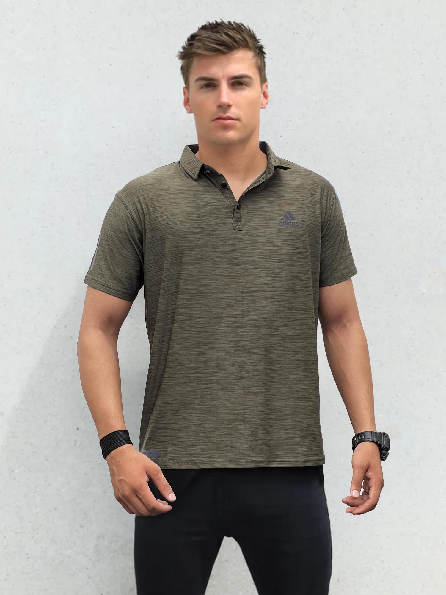 Imported Dry Fit Polo With Reflector Logo In Camo Green