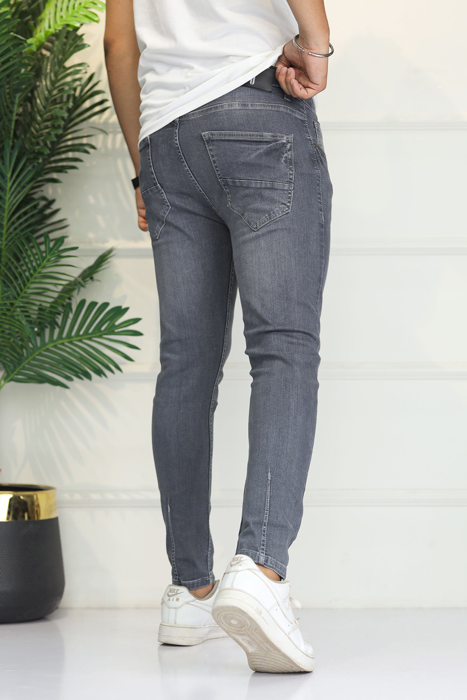 Turbo 'The Standard' Cropped Ankle Fit Jeans In Mid Grey