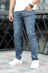 Denim Travel Essential Attire Slim Fit Jeans In Mid Grey