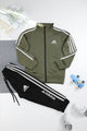 Adds Imported Multi-Slogans Unisex Kids Tracksuit In Mid Green