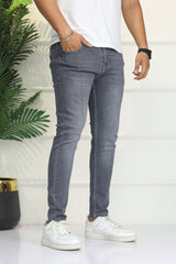 Turbo 'The Standard' Cropped Ankle Fit Jeans In Mid Grey