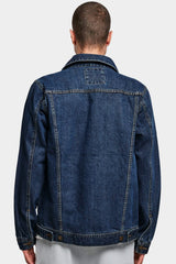 Slim Fit Front Pocket Style Denim Jacket in Dark Blue