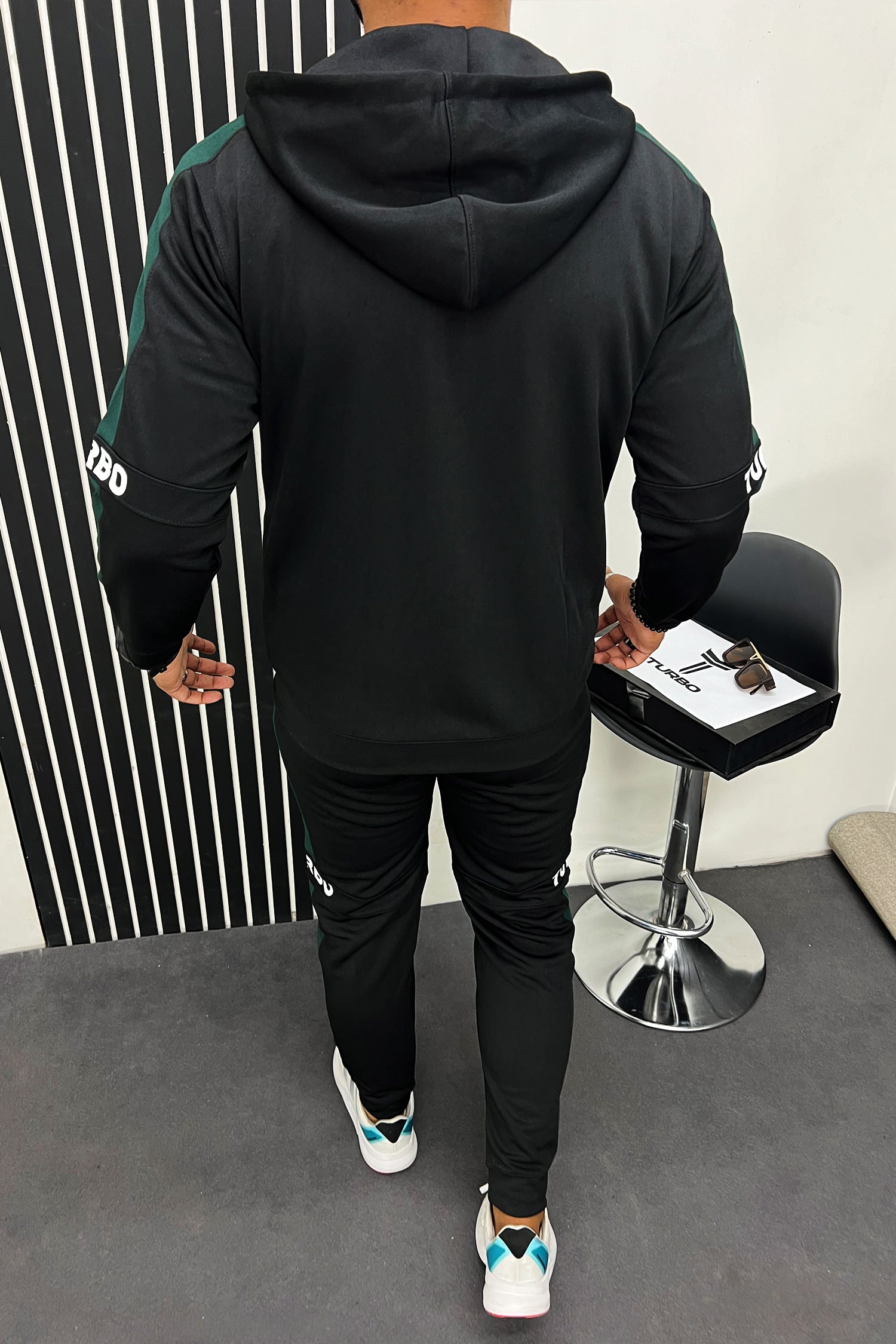 Turbo Hood Style Panel Men Zipper Tracksuit