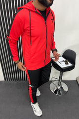 Turbo Hood Style Panel Men Zipper Tracksuit