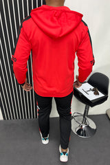 Turbo Hood Style Panel Men Zipper Tracksuit