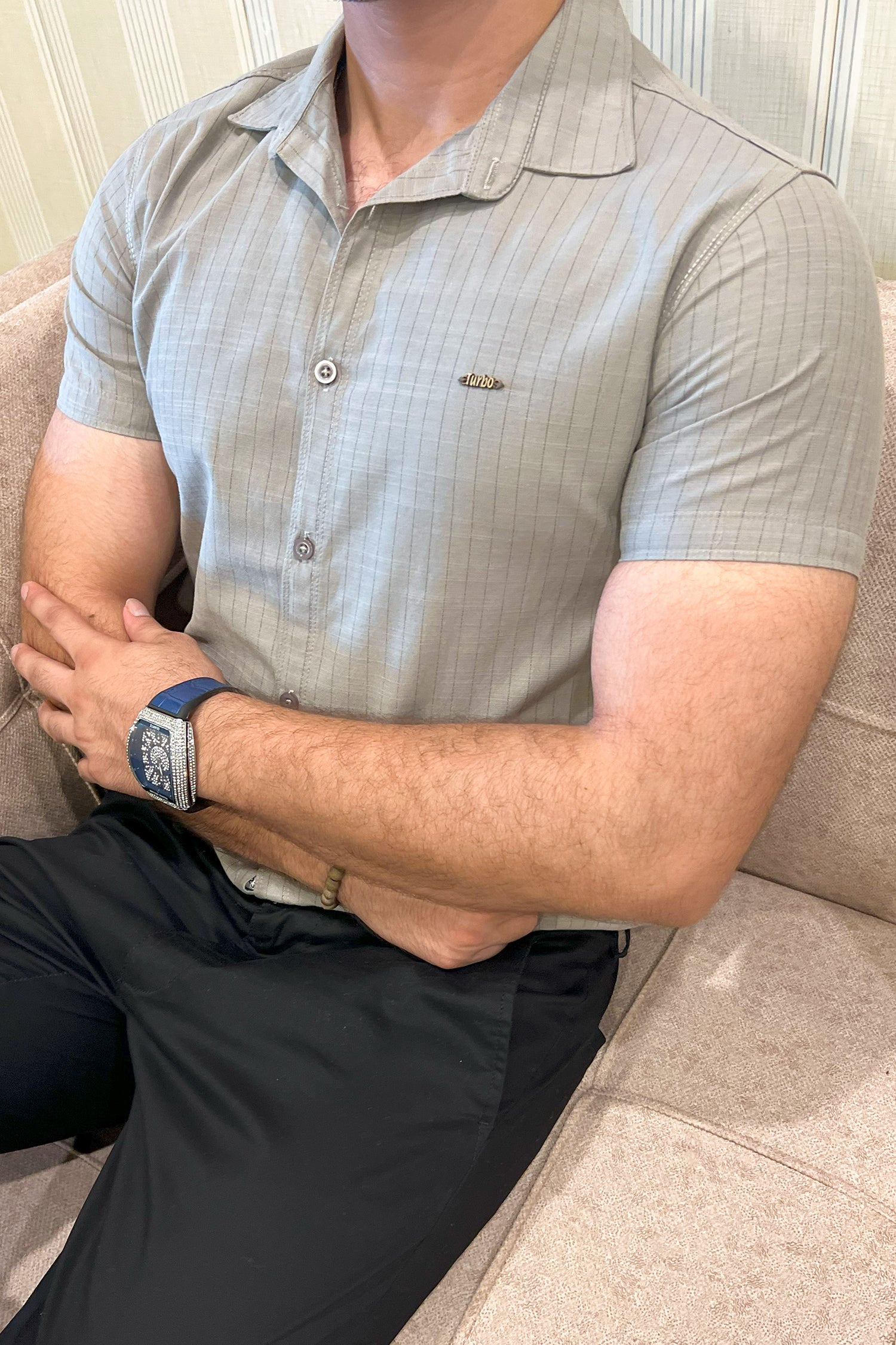 Turbo Creamline Striped Comfort Casual Shirt