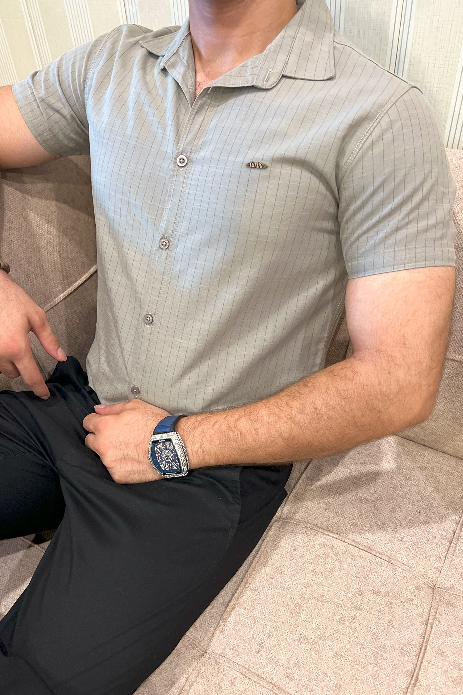 Turbo Creamline Striped Comfort Casual Shirt