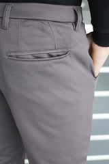 Elegant Self Texture Knitted Cotton Ankle fit Pant In Mid Grey