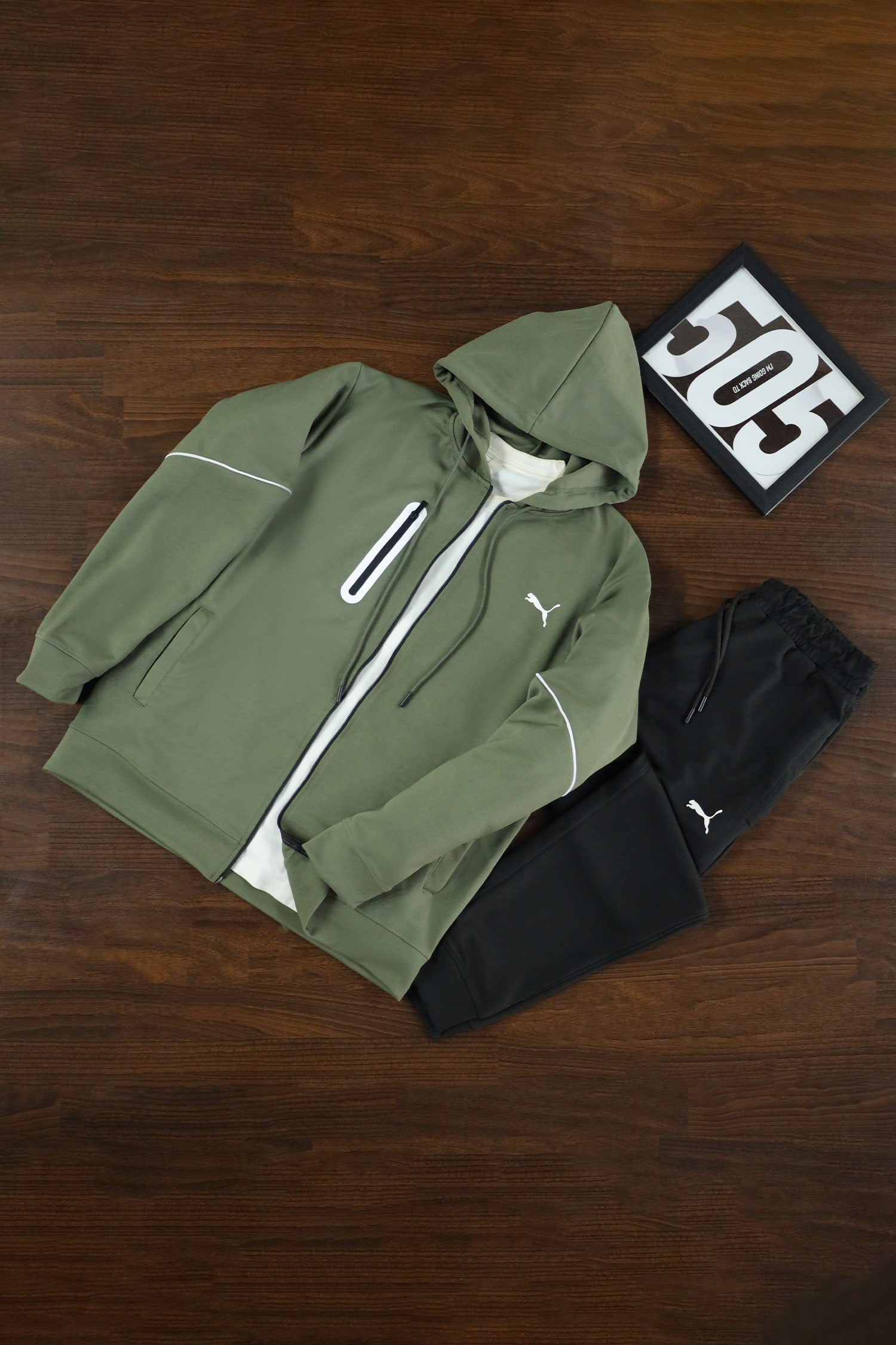 Pma Mens Vent Hooded Woven Zipper Tracksuit