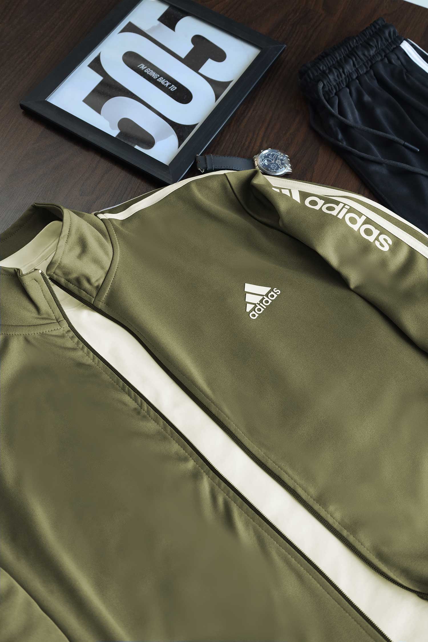Adds 3 Stripes Signature Mock Neck Zipper Tracksuit