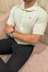 Turbo Textured Champ Casual Shirt In Mint Green