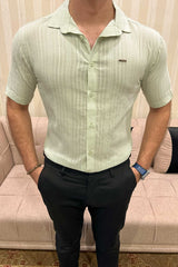 Turbo Textured Champ Casual Shirt In Mint Green