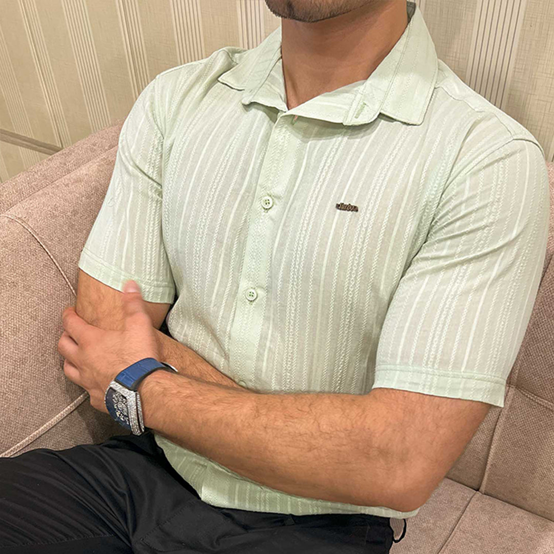 Turbo Textured Champ Casual Shirt In Mint Green