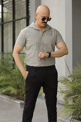 Turbo Creamline Striped Comfort Casual Shirt In Mid Grey