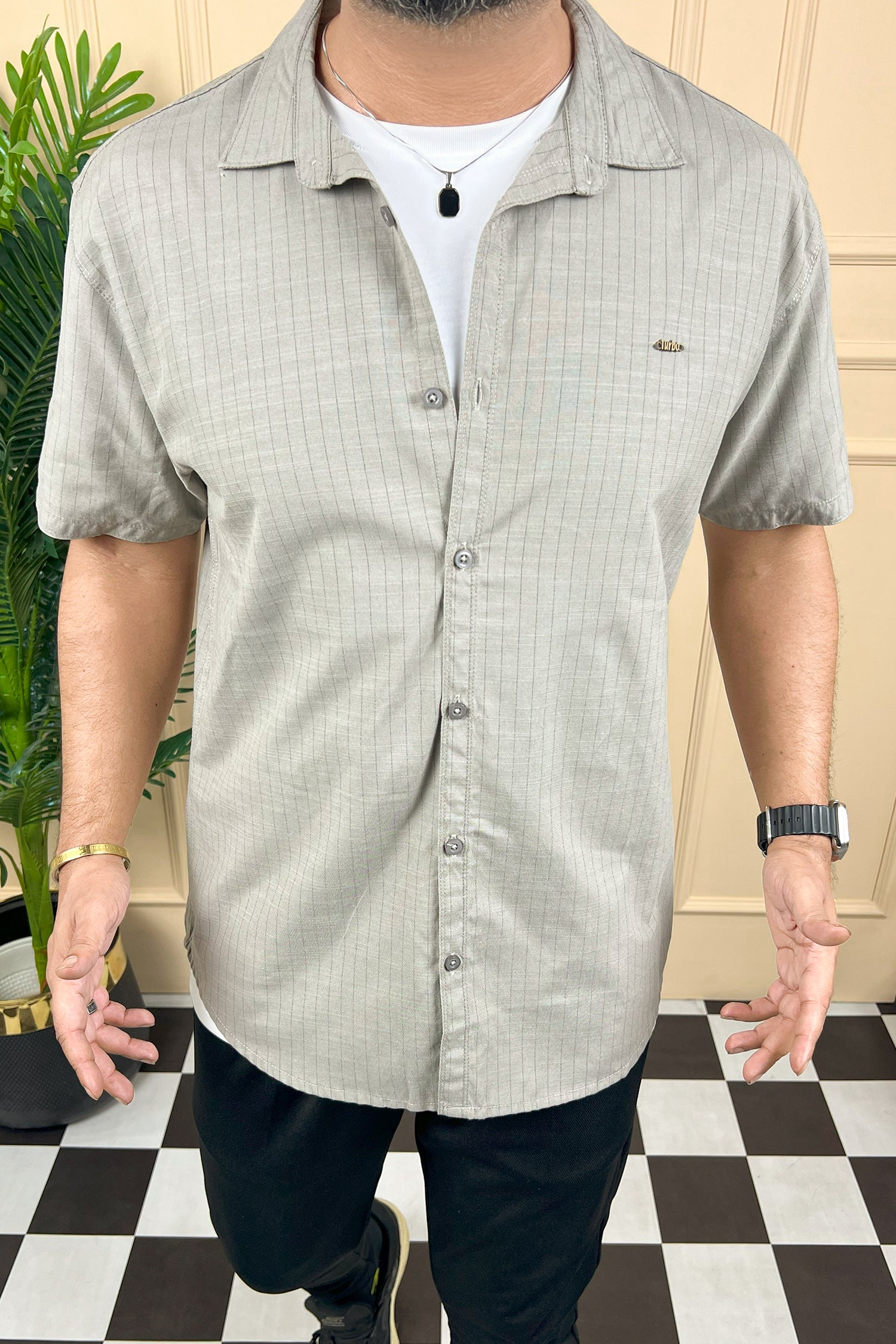 Turbo Creamline Striped Comfort Casual Shirt
