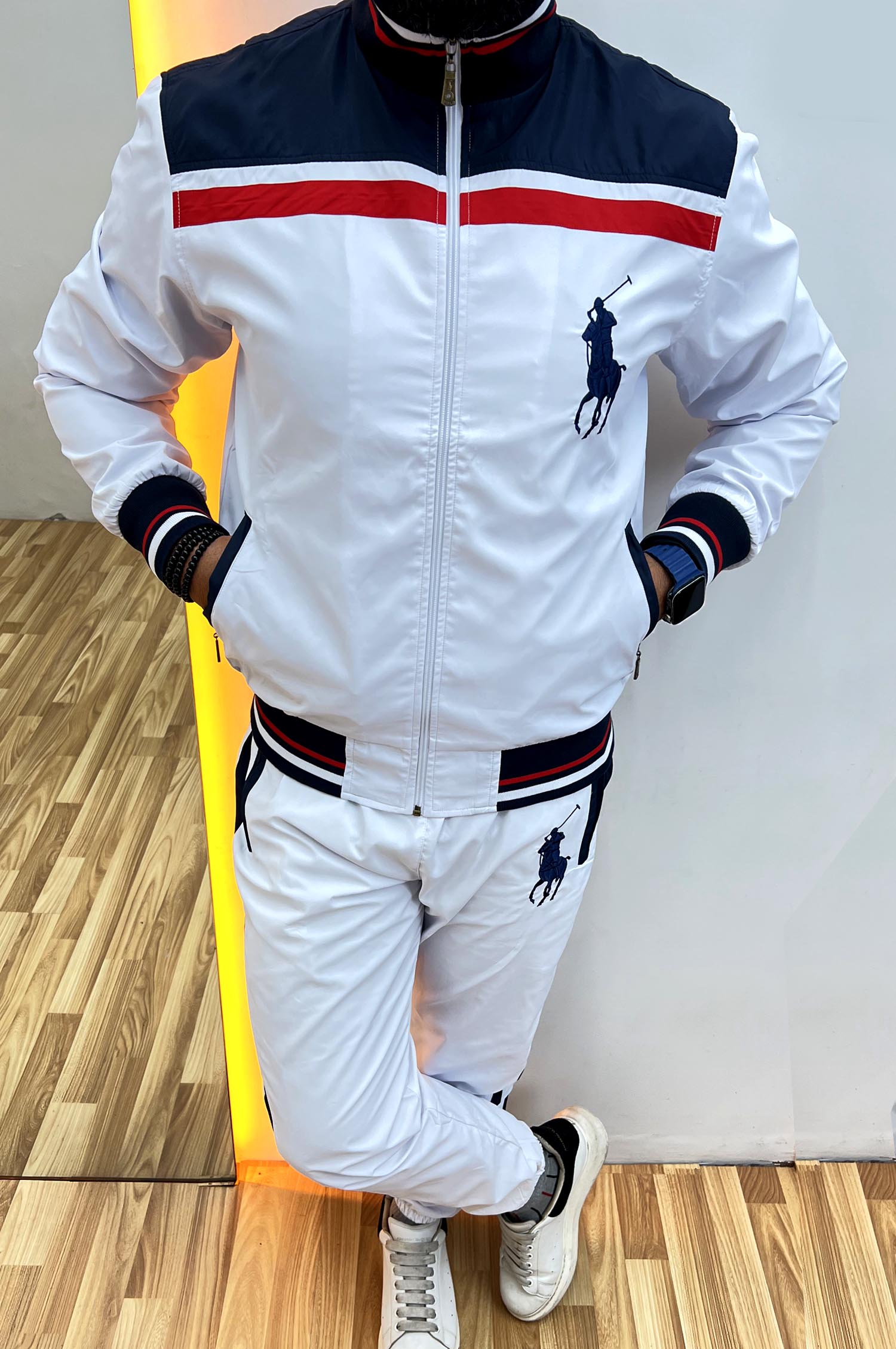 Polo Embroidered Logo Men Zipper Tracksuit