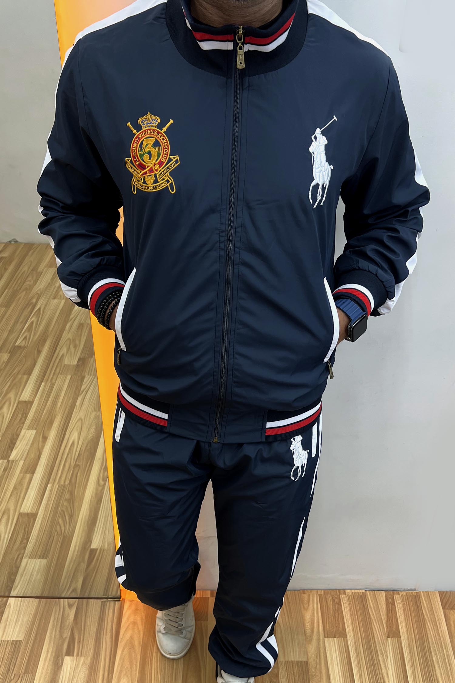 Polo Front Embroidered Logo Zipper Tracksuit