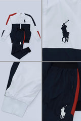 Embroidered Polo Logo Men Zipper Tracksuit In White