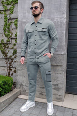 Turbo Pocket Style Men Tracksuit In Slate Grey