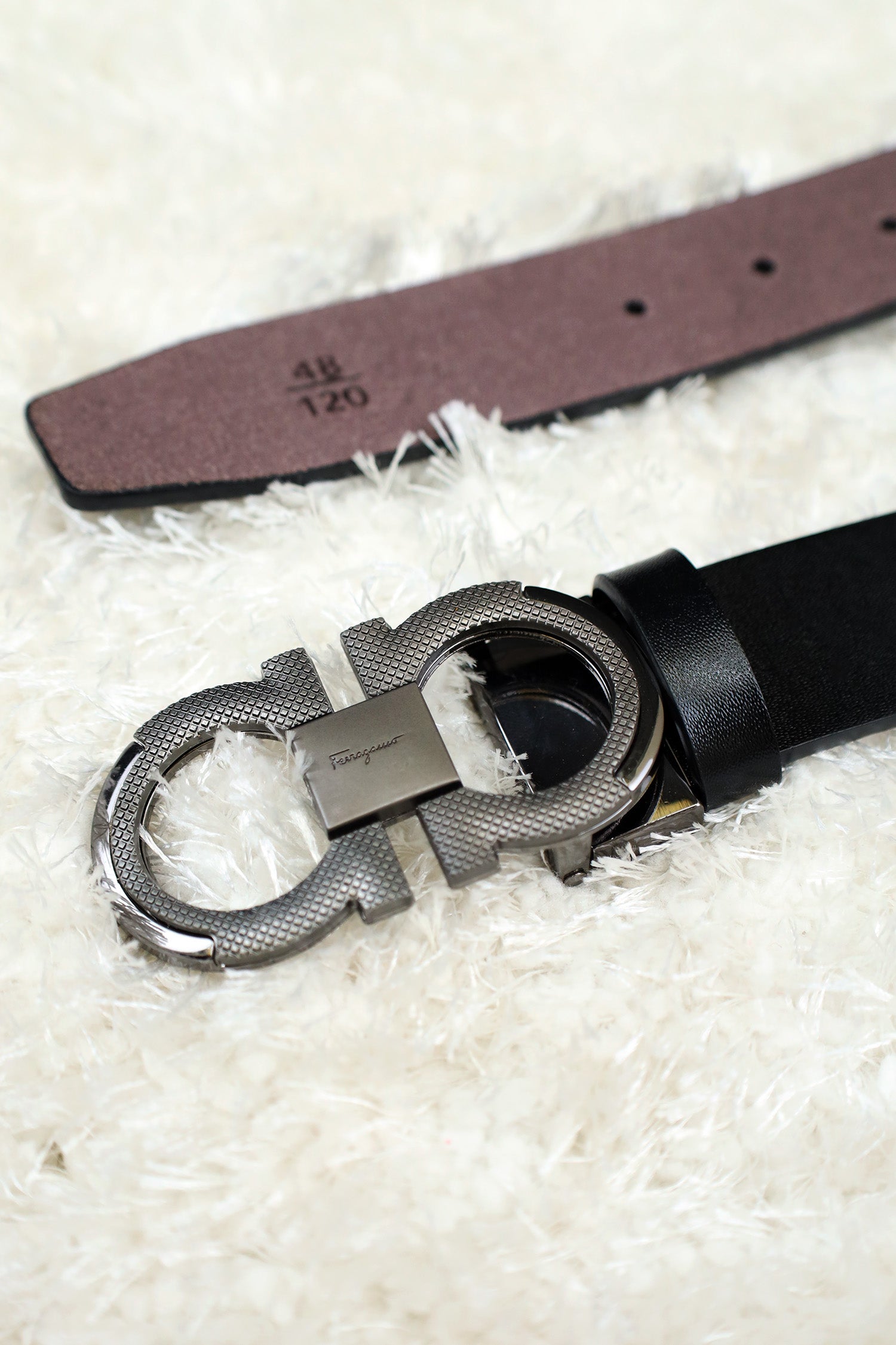 Feragamo Metal Alloy Automatic Buckle Branded Belt