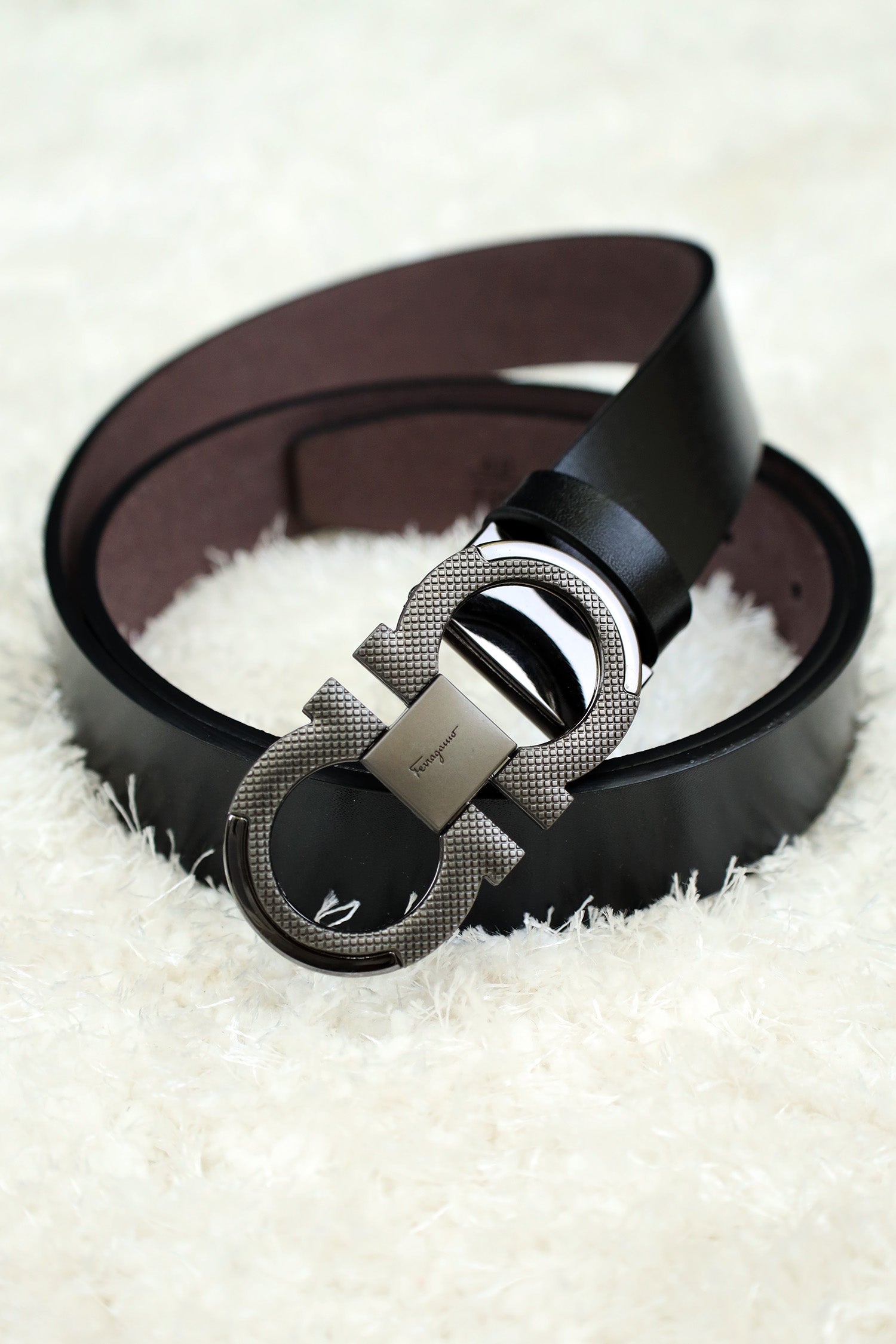 Feragamo Metal Alloy Automatic Buckle Branded Belt