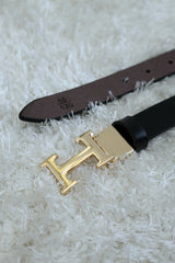 Hrmes Metal Alloy Automatic Buckle Branded Belt