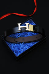 Hrmes Metal Alloy Automatic Buckle Branded Belt