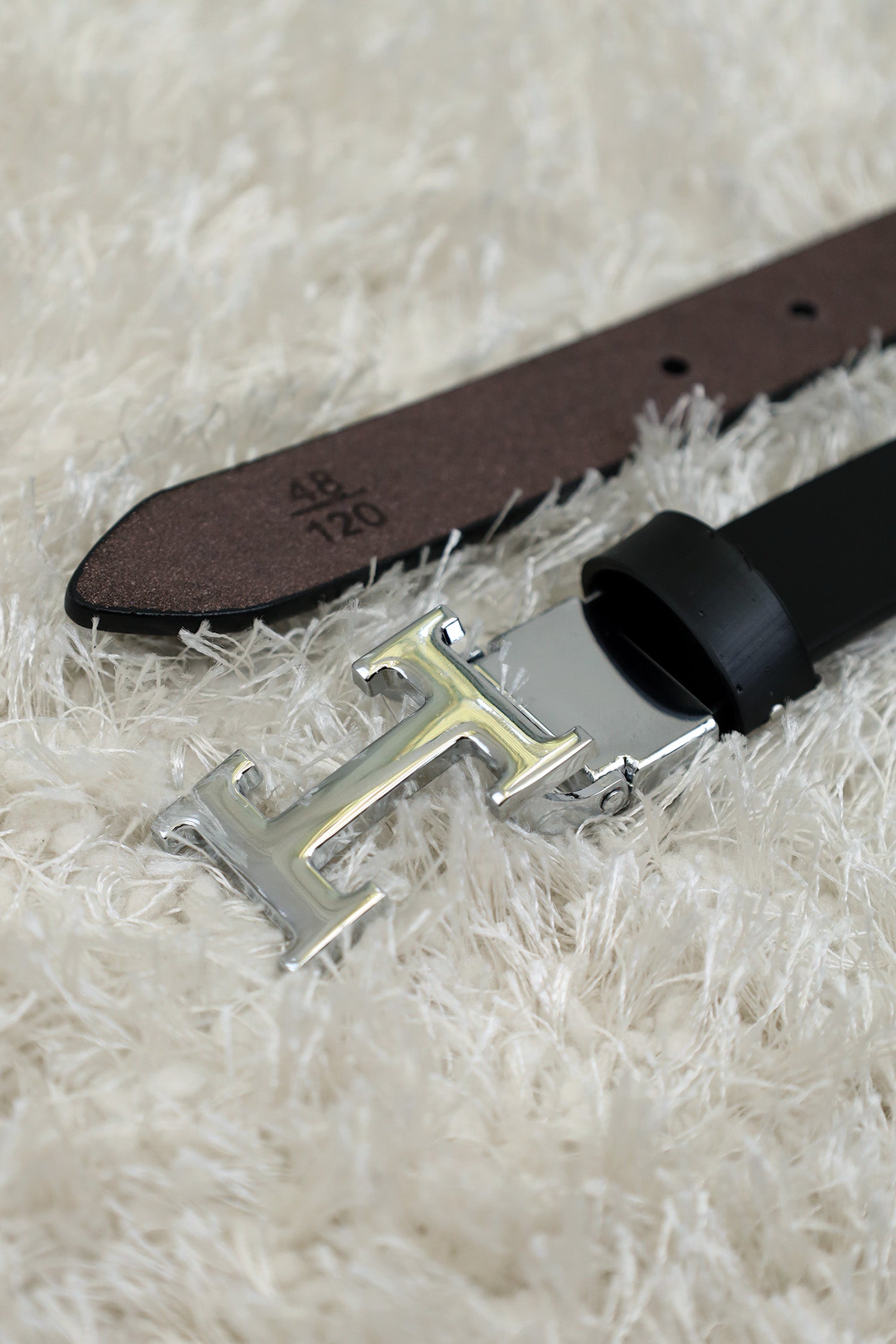 Hrmes Metal Alloy Automatic Buckle Branded Belt