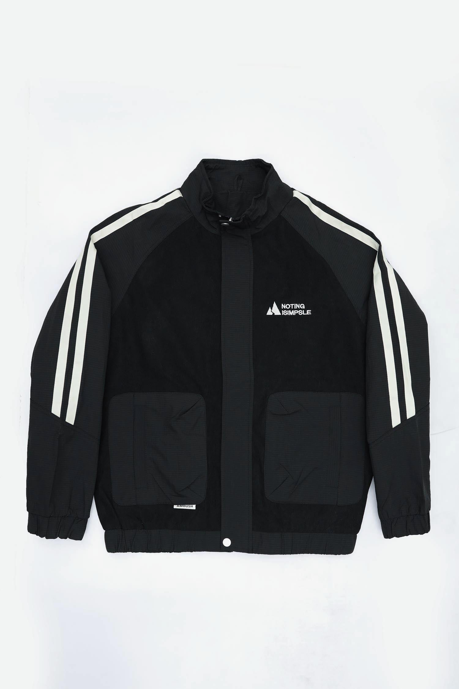 Notng Ismple Front Slogan Light Weight Jacket in Black