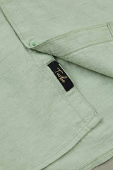 Turbo Dobby Textured Long Sleeve Cotton Casual Shirt In Mint Green