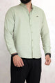 Turbo Dobby Textured Long Sleeve Cotton Casual Shirt In Mint Green