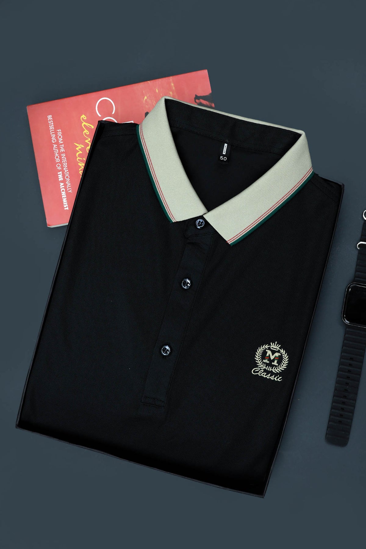 Branded Embroidered Front Logo Polo Shirt In Black