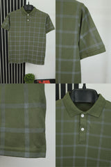 Check Texture Men Polo Shirts