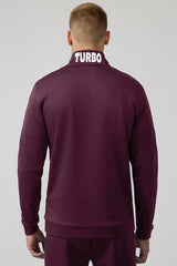 Turbo Half Zip Style Men Zipper Tracksuit In Maroon