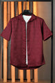 Turbo Designer Motif Floral Casual Shirt In Maroon
