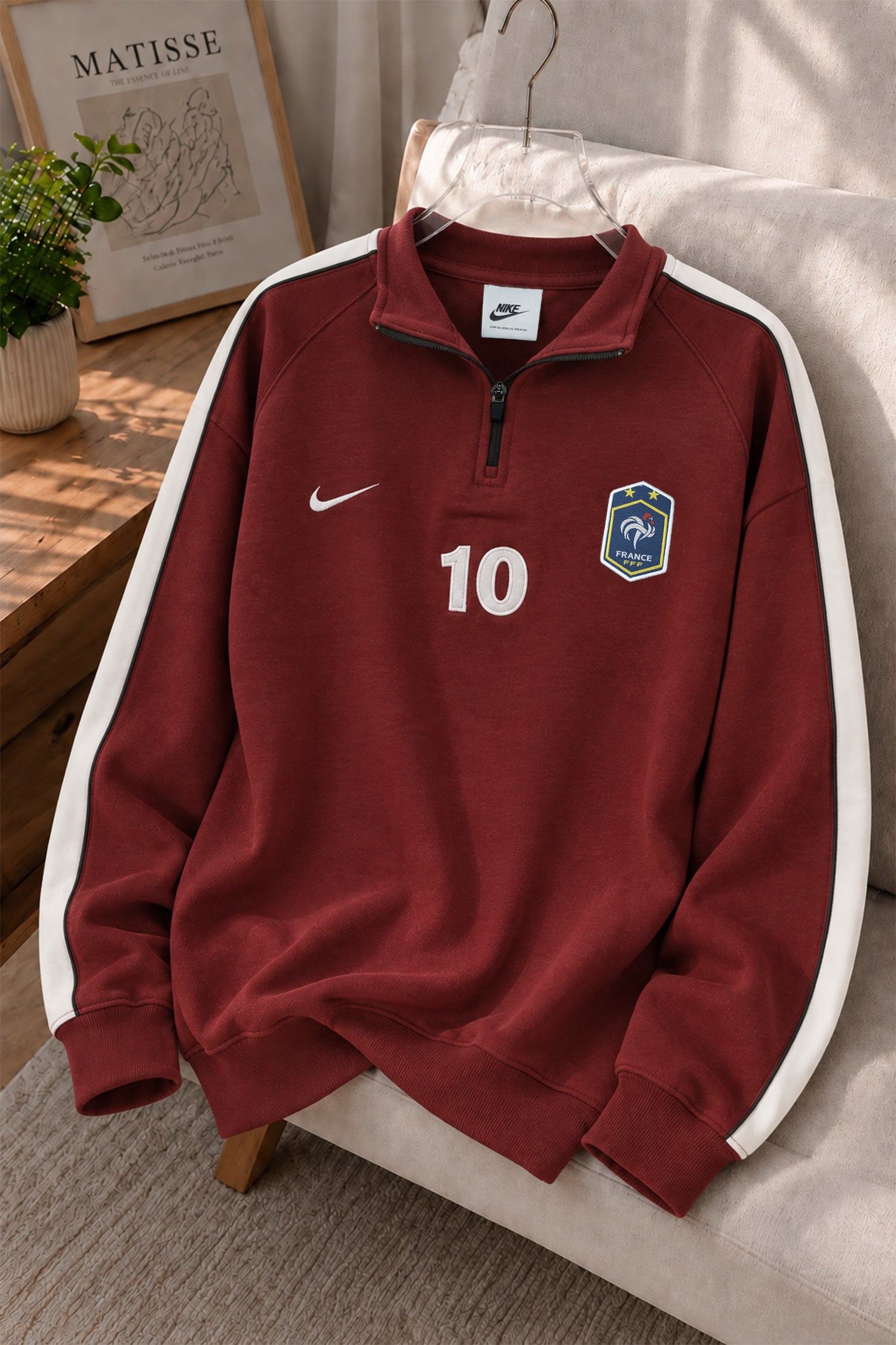 Nke Blokecore Aesthetic Quarter Zip Style Over Size Men's Sweatshirt In Maroon