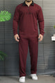 Lro Piana Authentic Style Collar Men's Co-Ord Set In Maroon