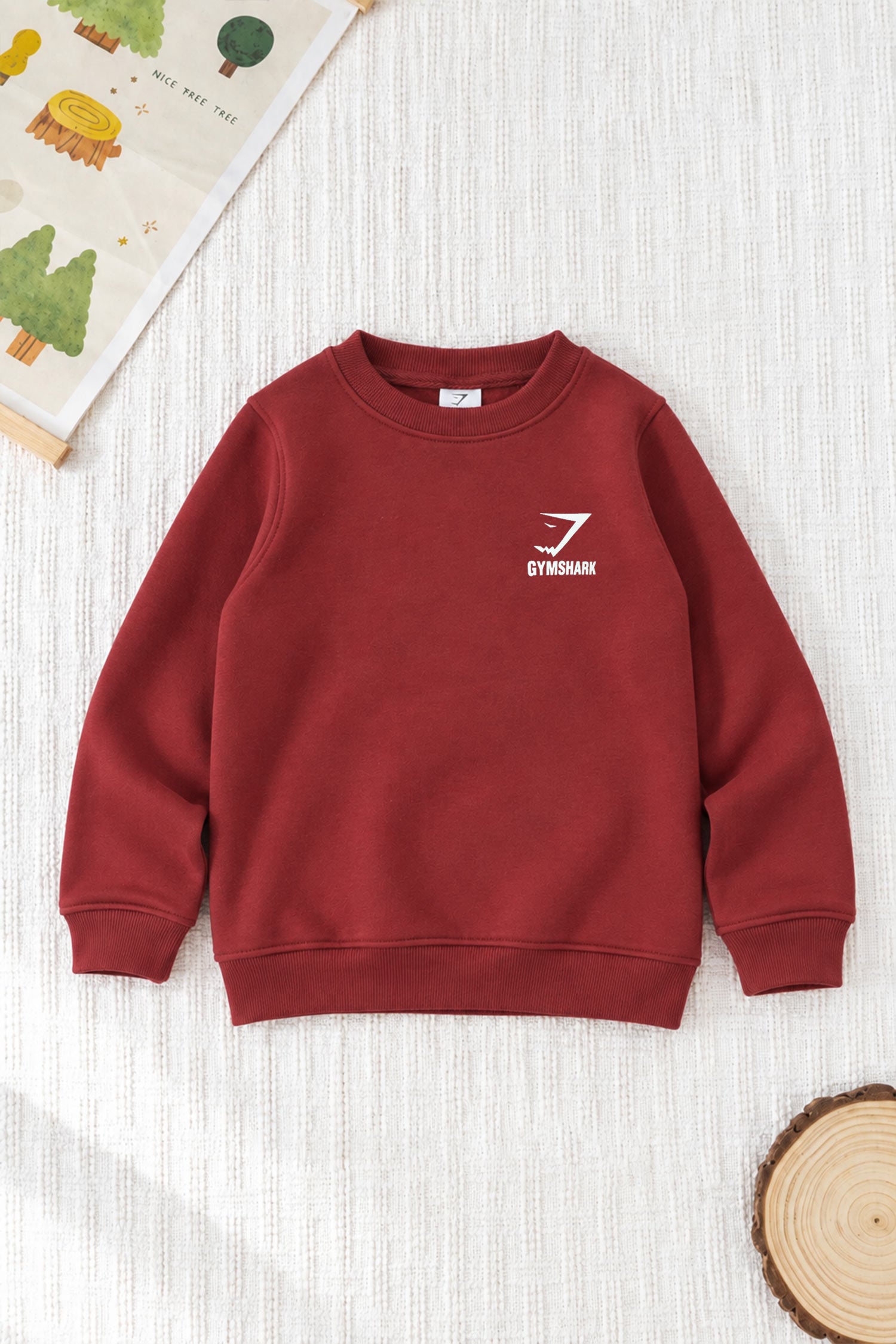 Gym Shrk Legacy Round Neck Kid's Sweatshirt In Maroon