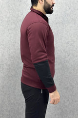 Pma Zipper Style Mock Neck Men Zipper Upper in Maroon