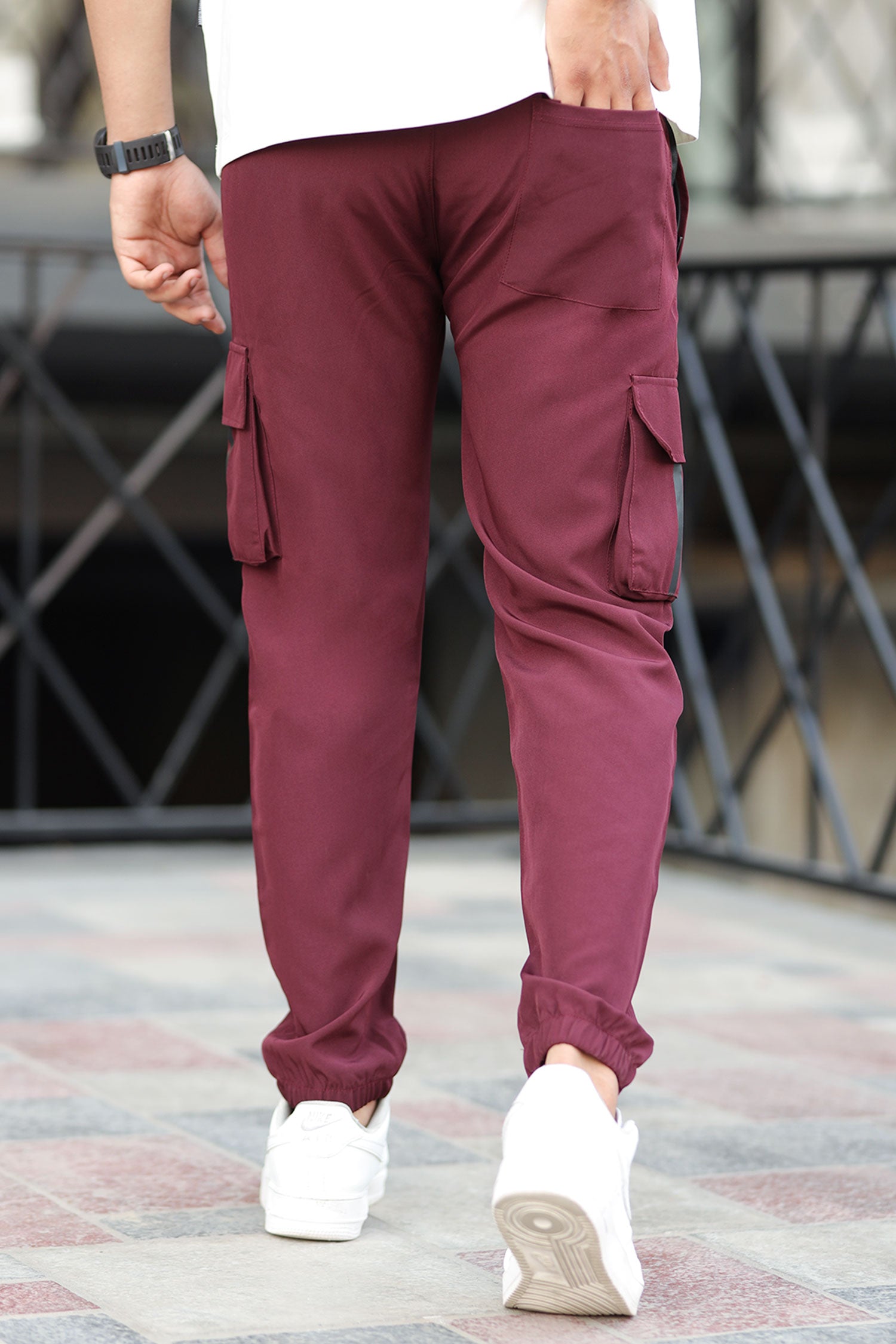 Adds Micro Stretch Slimfit Imported Sportswear Trouser In Plum