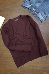 Turbo T Shoulder Style Round Neck Thermal Cotton Men's Sweatshirt In Maroon