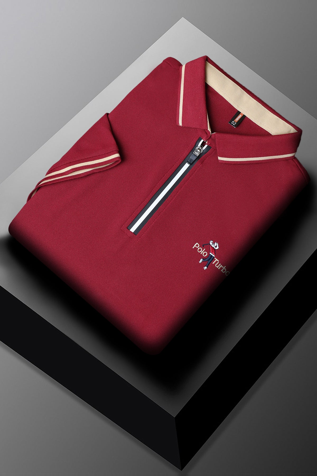 Turbo Polo Club Zipper Placket Men's Polo Shirt In Maroon