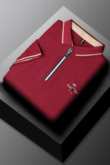 Turbo Polo Club Zipper Placket Men's Polo Shirt In Maroon