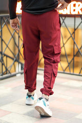 Turbo 8 Pockets Style Micro Slimfit Trouser In Maroon