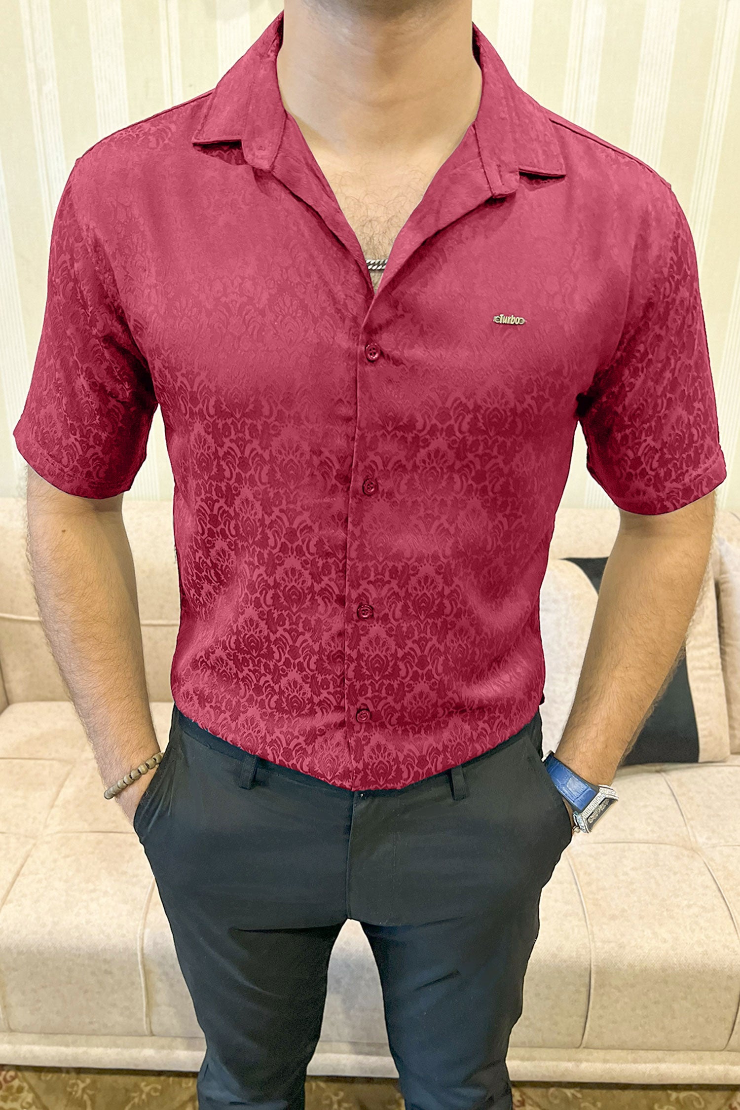 Turbo Designer Motif Floral Casual Shirt