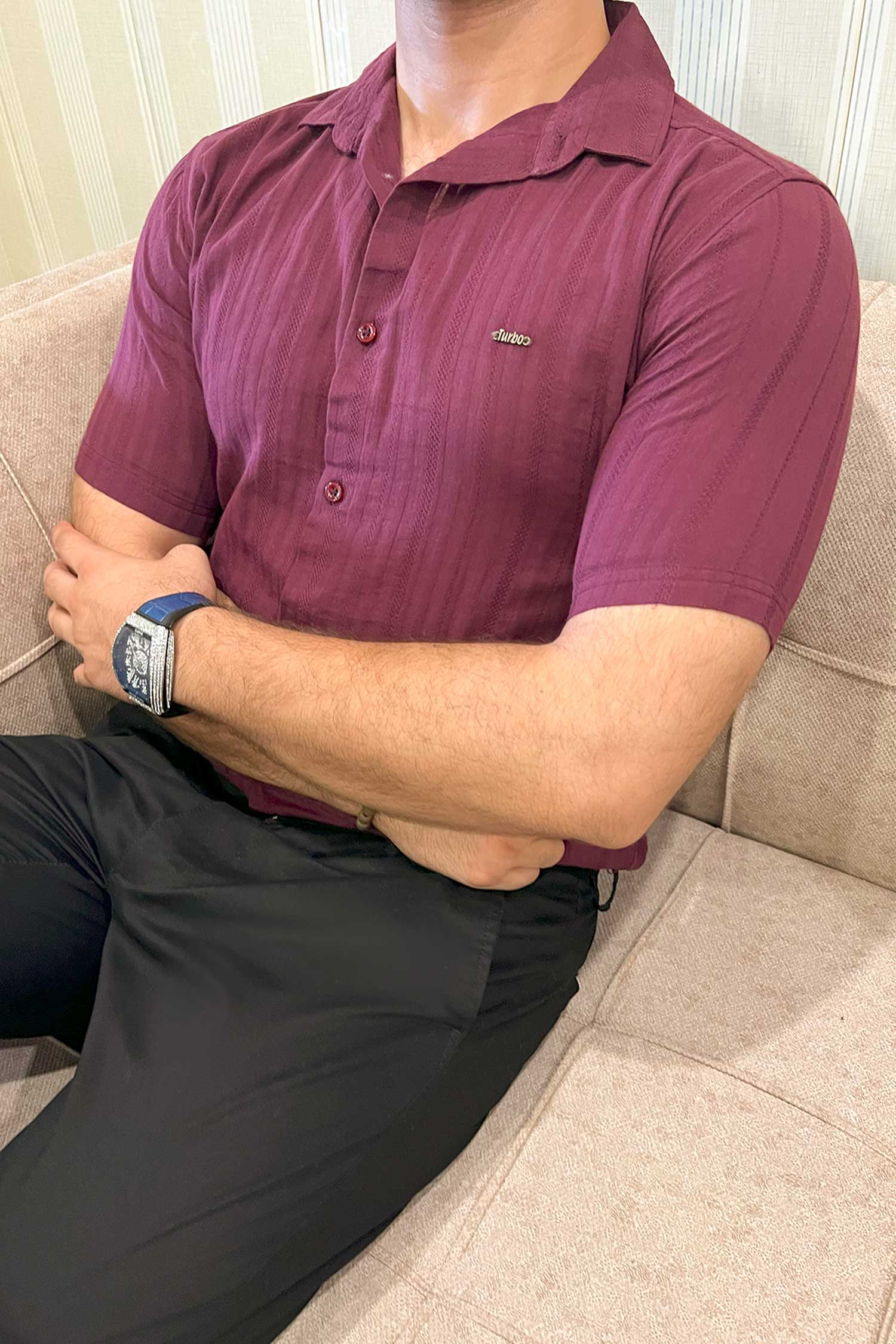 Turbo Minimalist Design Half Sleeve Casual Shirt