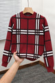 Turbo Preppy Plaid Imported Round Neck Men's Sweater