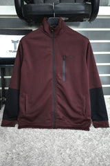 Pma Zipper Style Mock Neck Men Zipper Upper in Maroon