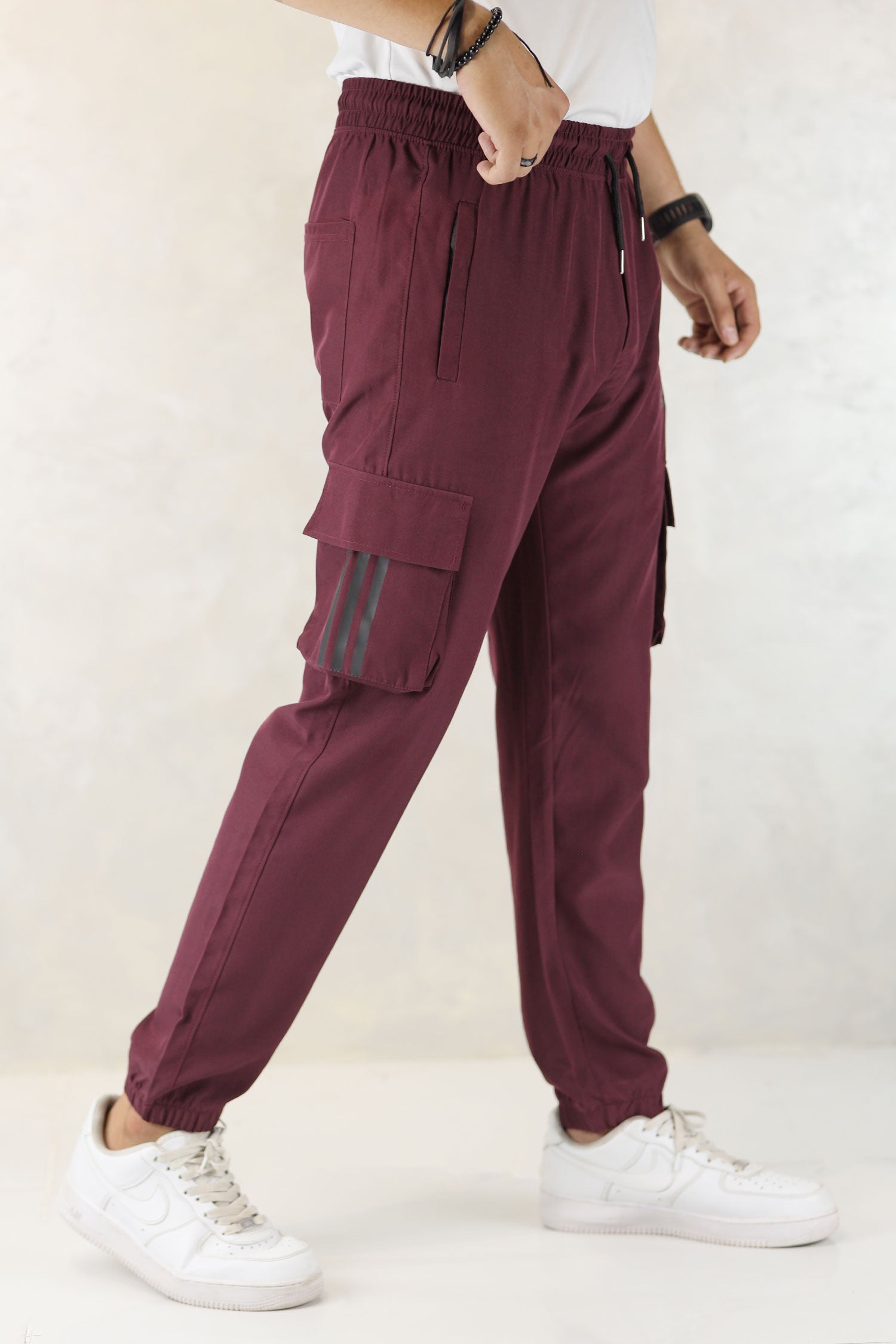 Adds Micro Stretch Slimfit Imported Sportswear Trouser In Plum