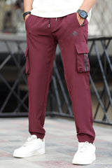 Adds Micro Stretch Slimfit Imported Sportswear Trouser In Plum